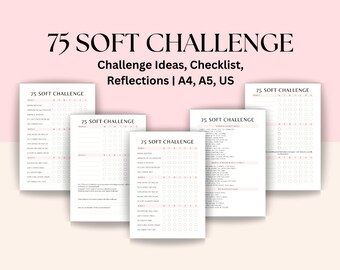 75 Soft Challenge Printable Tracker, 75 Soft Tracker, 75 soft checklist, 75 soft journal, fitness tracker, Daily Habit Tracker, selfcare kit
