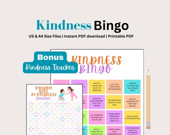 Acts of Kindness Bingo Printable, Random Acts Tracker, 100 Acts of Kindness Challenge, Kindness Activity, Digital Download