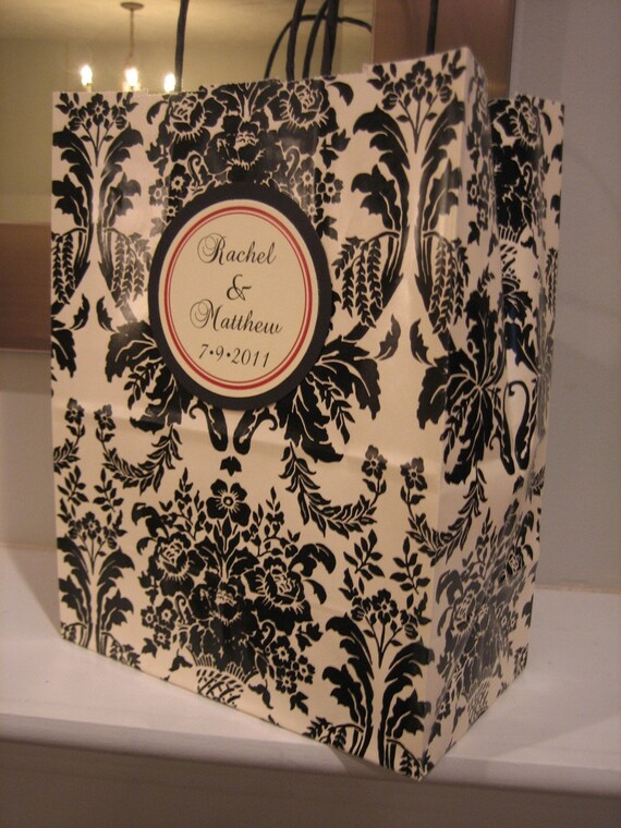 Items similar to Damask Gift Bag with Monogram on Etsy