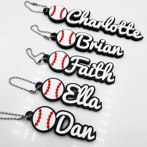 Baseball Personalized Custom Keychain Name Tag 3D Printed - HARD PLASTIC