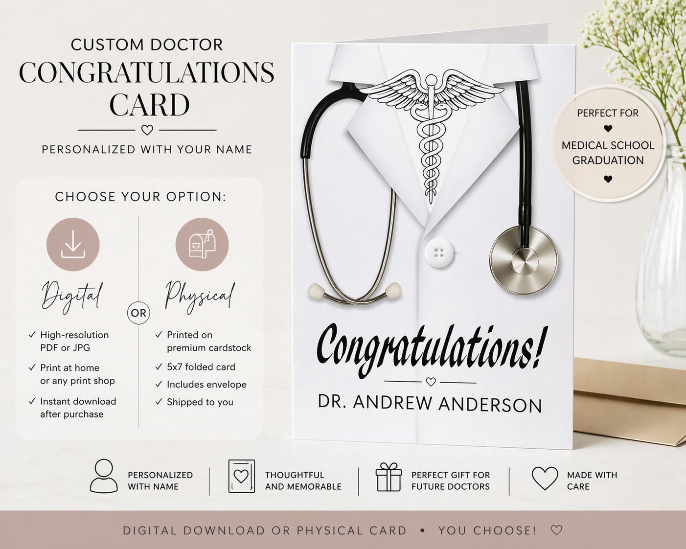 Personalized Doctor Congratulations Card | Medical School Graduation ...