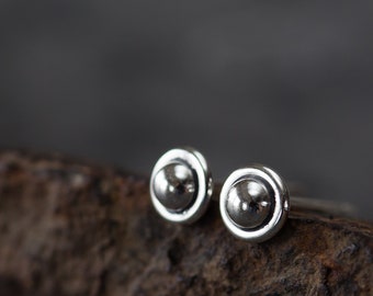 4.5mm Tiny Sterling Silver Stud Earrings, simple dot studs, sci-fi alien UFO earrings, everyday studs for men, women