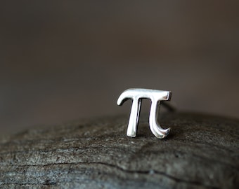Single Stud Earring, 5mm Greek Alphabet Letter Pi or π, Sterling Silver Stud, Science Geek Nerd Gift, Math Jewelry for man or woman