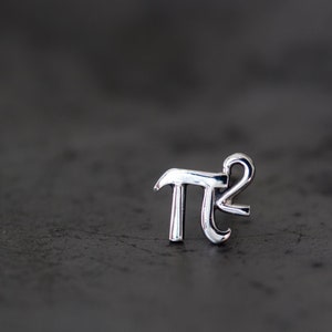 Tiny π Single Stud Earring, 5mm Greek Alphabet Letter Pi Squared, Sterling Silver Stud, Science Geek Gift, Math Jewelry for man or woman image 1