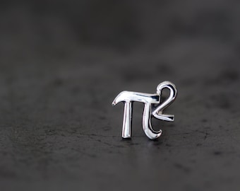 Tiny π Single Stud Earring, 5mm Greek Alphabet Letter Pi Squared, Sterling Silver Stud, Science Geek Gift, Math Jewelry for man or woman