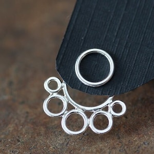 Handgefertigte Silber Ohrjacken Ohrringe, Ohrschmuck vorne und hinten, massiv Sterling Silber Kreise, geometrische Ohrringe, Minimalist Schmuck
