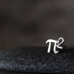 Tiny π Single Stud Earring, 5mm Greek Alphabet Letter Pi Squared, Sterling Silver Stud, Science Geek Gift, Math Jewelry for man or woman image 7