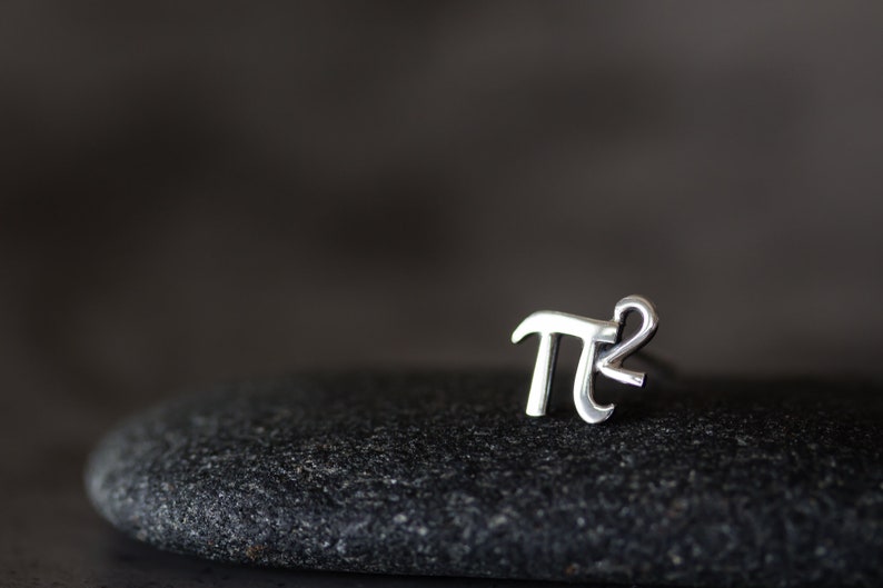 Tiny π Single Stud Earring, 5mm Greek Alphabet Letter Pi Squared, Sterling Silver Stud, Science Geek Gift, Math Jewelry for man or woman image 7