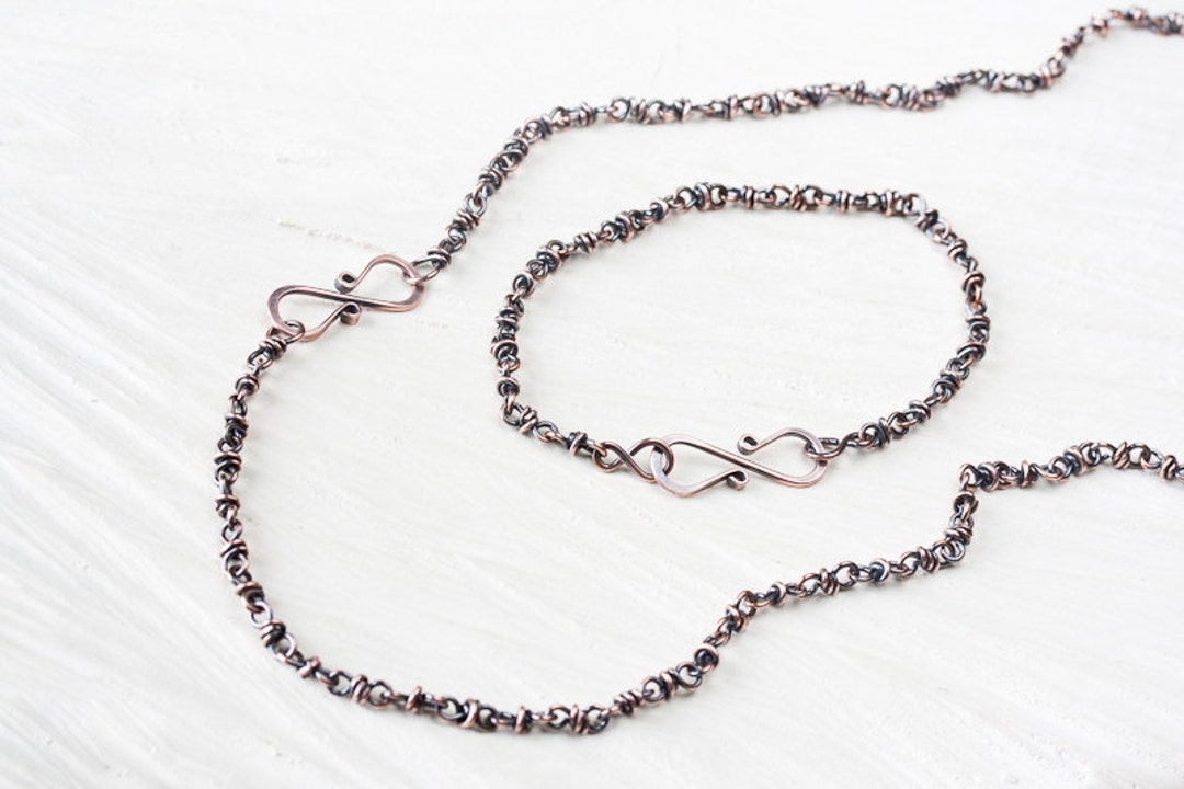 Copper Jewelry SET: Copper Chain Necklace and Bracelet - Etsy