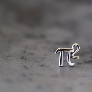Tiny π Single Stud Earring, 5mm Greek Alphabet Letter Pi Squared, Sterling Silver Stud, Science Geek Gift, Math Jewelry for man or woman image 4