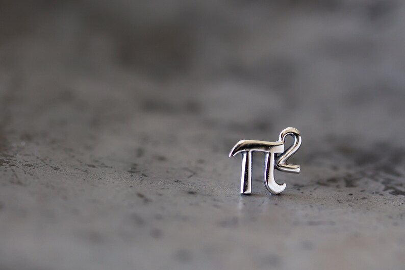 Tiny π Single Stud Earring, 5mm Greek Alphabet Letter Pi Squared, Sterling Silver Stud, Science Geek Gift, Math Jewelry for man or woman image 4