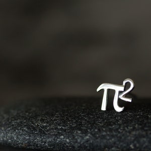 Tiny π Single Stud Earring, 5mm Greek Alphabet Letter Pi Squared, Sterling Silver Stud, Science Geek Gift, Math Jewelry for man or woman image 8