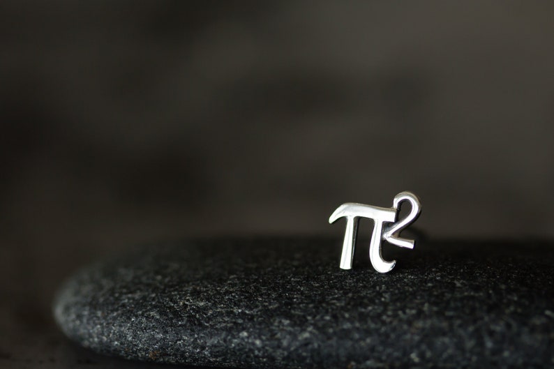 Tiny π Single Stud Earring, 5mm Greek Alphabet Letter Pi Squared, Sterling Silver Stud, Science Geek Gift, Math Jewelry for man or woman image 8