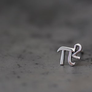 Tiny π Single Stud Earring, 5mm Greek Alphabet Letter Pi Squared, Sterling Silver Stud, Science Geek Gift, Math Jewelry for man or woman image 5