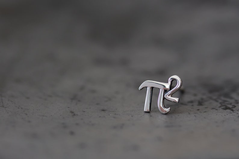 Tiny π Single Stud Earring, 5mm Greek Alphabet Letter Pi Squared, Sterling Silver Stud, Science Geek Gift, Math Jewelry for man or woman image 5