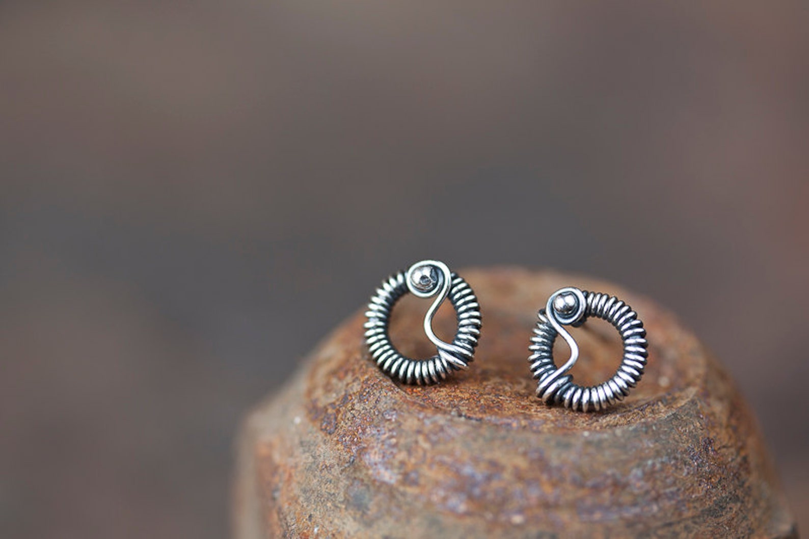 Unique Stud Earrings for Man or Woman Tiny Wire Wrapped Etsy