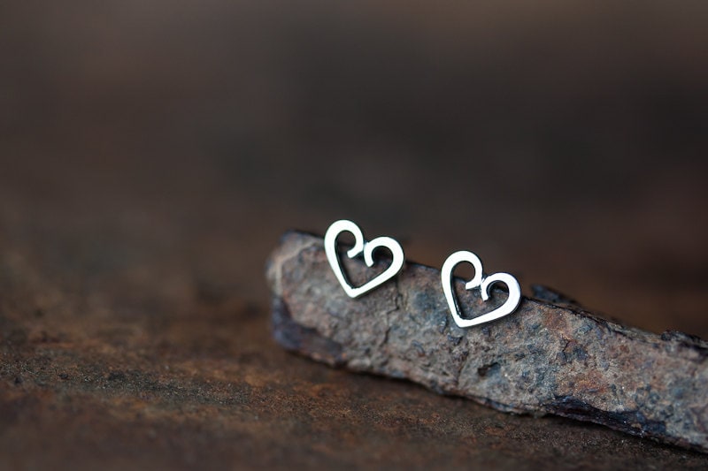 Tiny Heart Stud Earrings 925 Sterling Silver Heart Earrings - Etsy