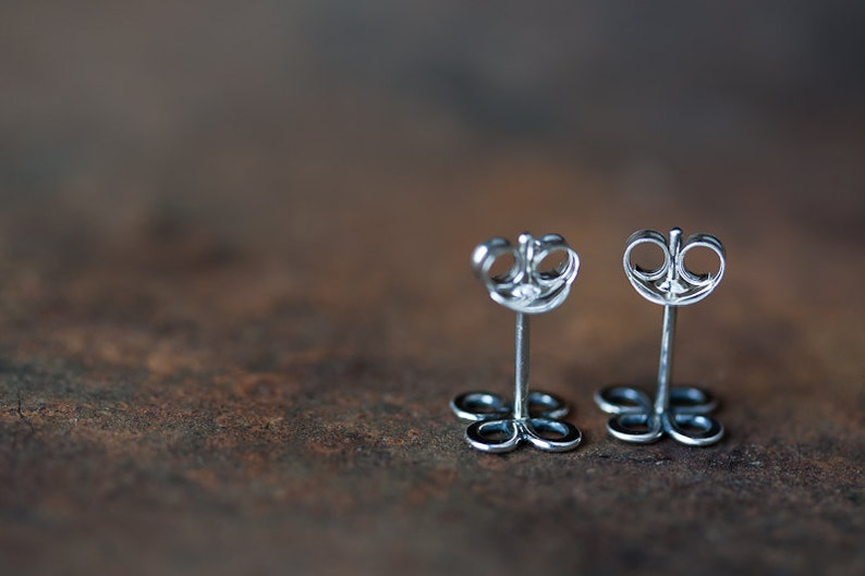 Tiny Celtic Knot Earrings, 7mm Handmade Sterling Silver Studs, four leaf clover, small everyday 925 silver earrings for man, woman image 4