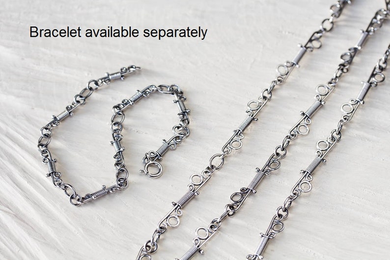 unique layering necklace silversmith jewelry Artisan handmade sterling silver chain necklace Small wrapped links