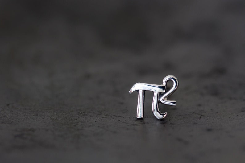 Tiny π Single Stud Earring, 5mm Greek Alphabet Letter Pi Squared, Sterling Silver Stud, Science Geek Gift, Math Jewelry for man or woman image 1