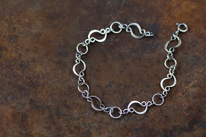 Sterling Silver Link Chain Bracelet Handcrafted unique Etsy