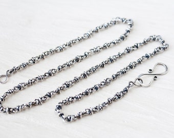 Unique Sterling Silver Chain Necklace, handcrafted oxidized silver necklace, infinity clasp, artisan jewelry, chain for pendant