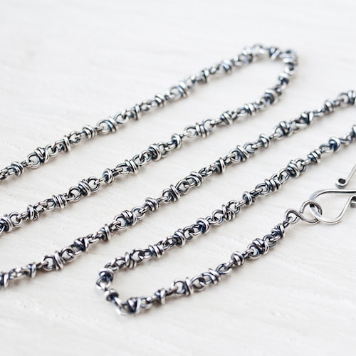 Unique Sterling Silver Chain Necklace Handcrafted Oxidized Etsy