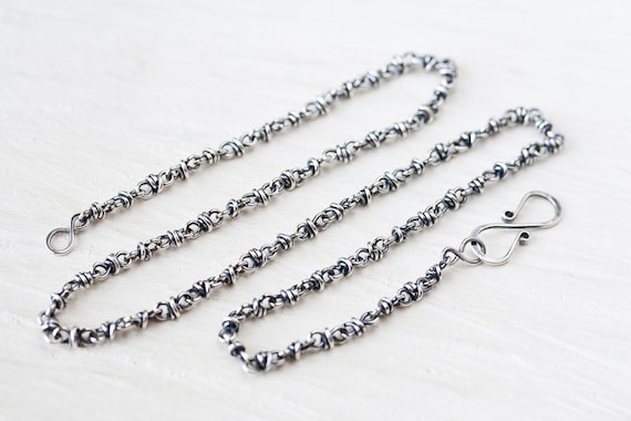Unique Sterling Silver Chain Necklace, handcrafted oxidized silver necklace, infinity clasp, artisan jewelry, chain for pendant