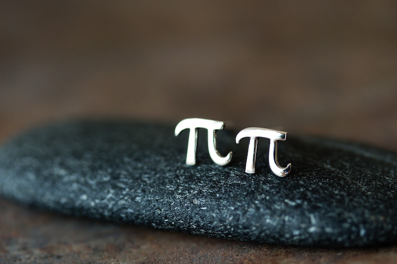 Tiny Handcrafted Greek Letter Pi Stud Earrings, 5mm Sterling Silver π Symbol Studs, Science Geek Gift, Unisex Math Jewelry image 3