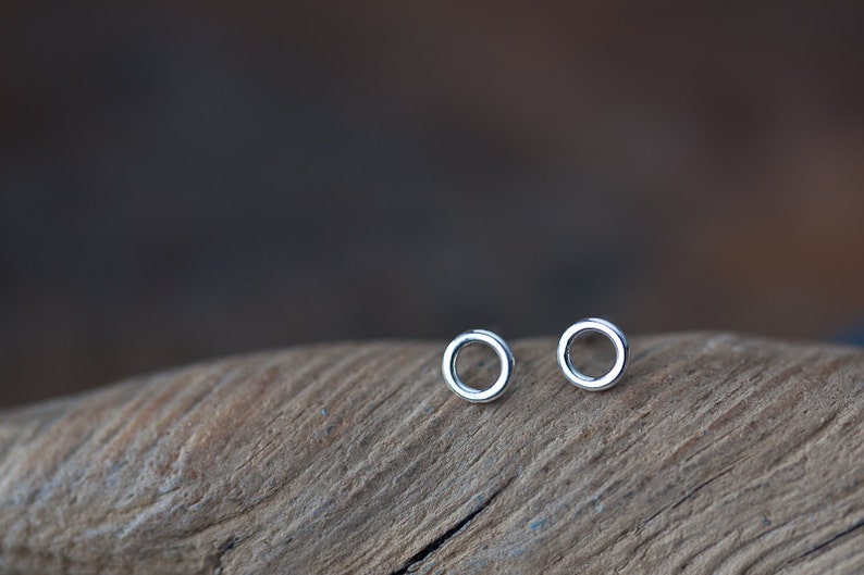 4.5mm Teeny Tiny Stud Earrings, Minimalist sterling silver stud earrings, o contemporary very small circle studs for man, woman image 1