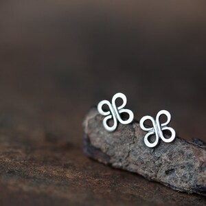 Tiny Celtic Knot Earrings, 7mm Handmade Sterling Silver Studs, four leaf clover, small everyday 925 silver earrings for man, woman image 5