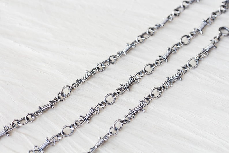 unique layering necklace silversmith jewelry Artisan handmade sterling silver chain necklace Small wrapped links