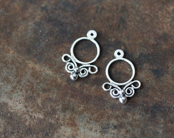 Handcrafted silver ear jacket earrings, front and back earring, solid sterling silver butterfly earring, unique artisan earrings