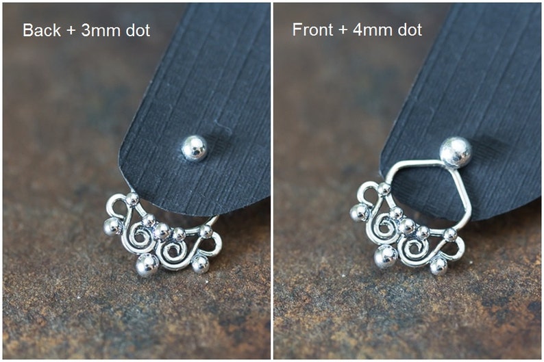 Interchangeable silver ear jacket earrings, artisan handmade sterling silver front and back earring, mix and match stud earrings image 5