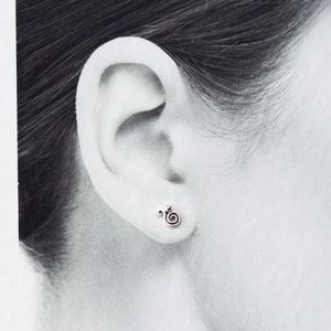 Dainty Spiral Paisley Stud Earrings, Miniature Swirl Ornament, elegant feminine sterling silver stud earrings for everyday image 4