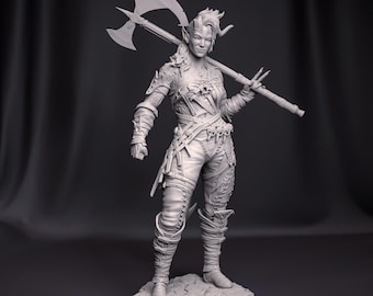 Karlach – Miniatura/Estatua/Figura de resina impresa en 3D inspirada en Baldur’s Gate 3, tiefling coleccionable