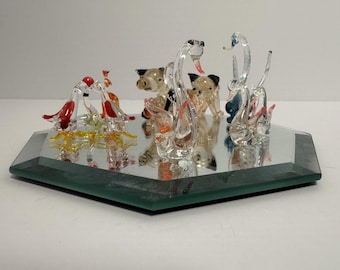 Lot Of 13 Hand Blown Glass Animal Figurines Seal Pigs Birds Mini Art Decor
