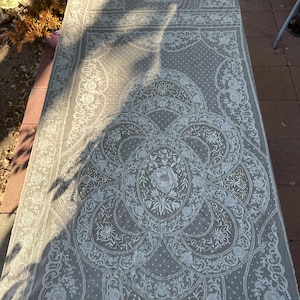 ANTIQUE c1920 French Normandy Lace Embroidered Twin Coverlet Bedspread Canopy A