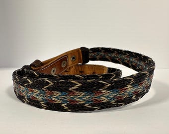 Vintage HORSE HAIR Buckle Belt 32 Southwestern Native American Tooled