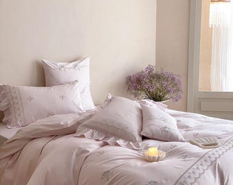 French Vintage Princess Cotton Bedding set with Duvet Cover Only – Soft Elegant Romantic Luxury Bedding