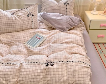Vintage Lace Bedding Set: 4-Piece Skin-Friendly Cotton Quilt Cover Only