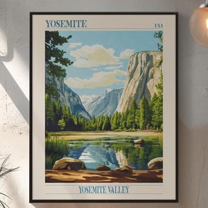 Vintage Yosemite National Park Poster: El Capitan & Half Dome Art Print