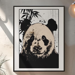 Ink Splash Panda Poster: Black and White Bamboo Wall Art