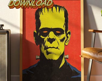 Frankenstein Monster Pop Art Print: Vintage Horror Comic Book Style (Digital Download)