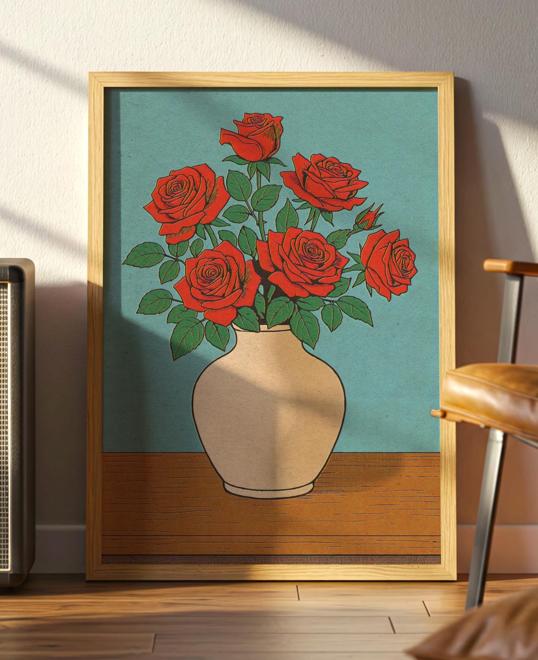 Pot Art Roses Vintage Pop Art Roses Print: Mid-century Modern Floral Wall Decor - Etsy