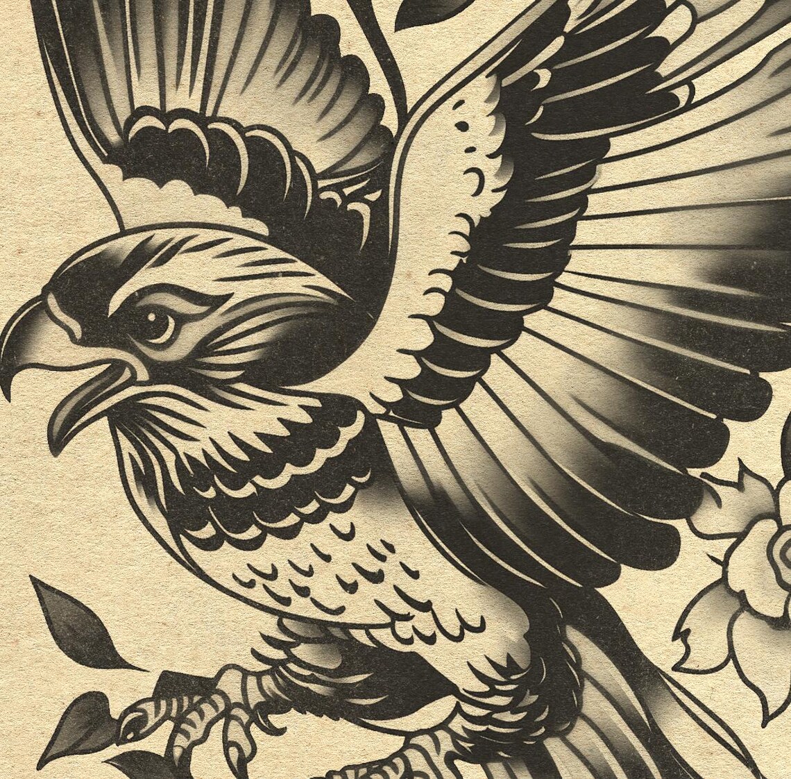 Hawk Rip Print Traditional Hawk Tattoo Poster: Black & Grey Flash Art Print - Etsy