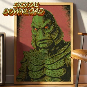 Retro Horror Monster Print: Vintage Pop Art Illustration (Digital Download)