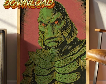 Retro Horror Monster Print: Vintage Pop Art Illustration (Digital Download)