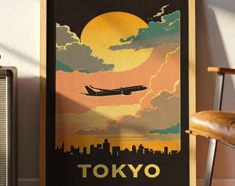 Tokyo Travel Poster: Vintage Japan Airline Art, Mid-Century Modern Print
