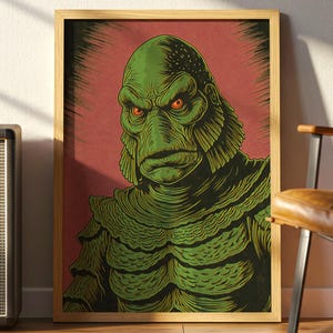 Retro Horror Movie Poster: Vintage Lagoon Monster Pop Art Print